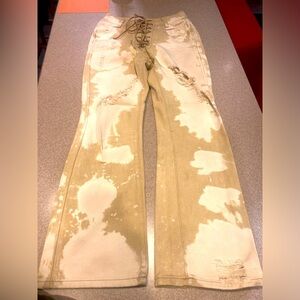 ROMWE XS Two-Tone Lace-Up Jeans